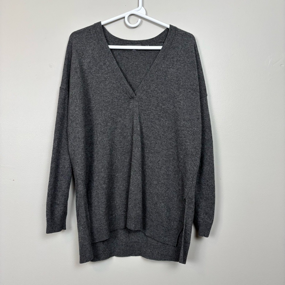 Vince Sweater Med Gray Oversized‎ Weekend V-Neck Long Sleeve Tunic